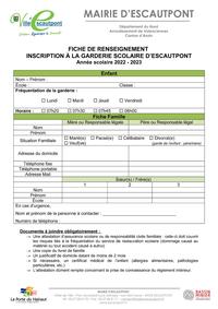 Fiche de renseignement insciption garderie