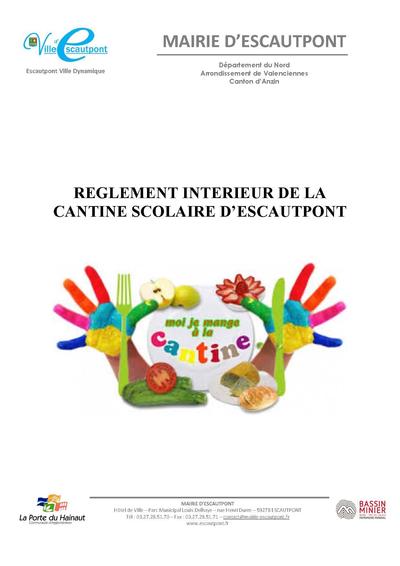 REGLEMENT INTERIEUR DE LA CANTINE SCOLAIRE Nouvell