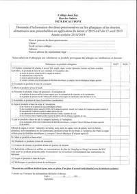 Fiche allergenes Restaurant Scolaire