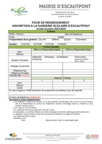 Fiche Renseignement Garderie 23-24